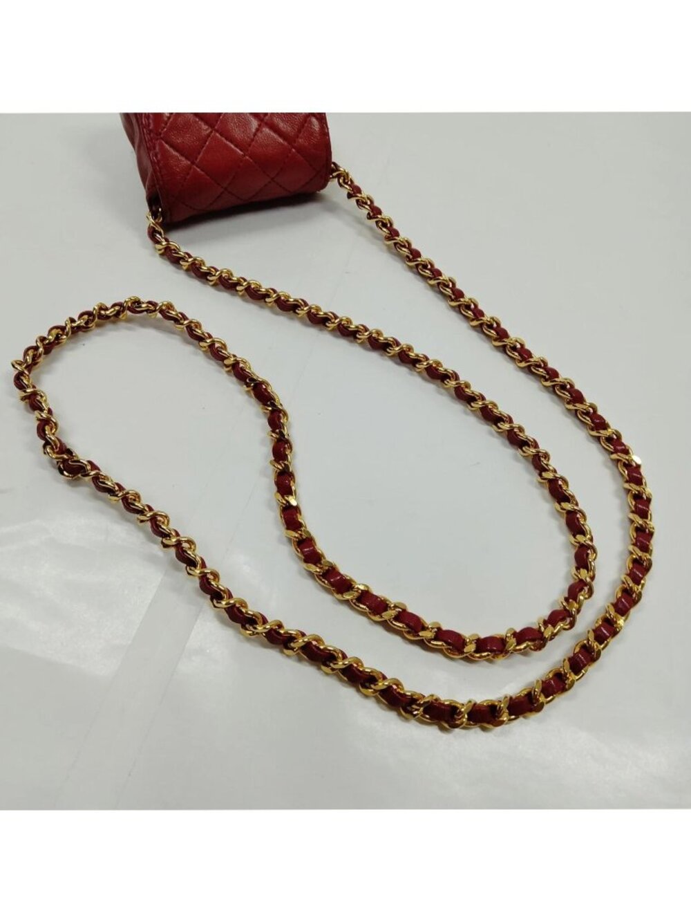 Authentic Chanel Mini Classic Flap Coin Purse Red Quilted Lambskin Chain Bag - Picture 9 of 14